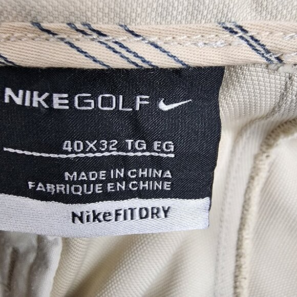 Nike Golf Pants Mens 40x30 Fit Dry 198586-261 Beige Pleated Front Cuffed - Picture 4 of 11